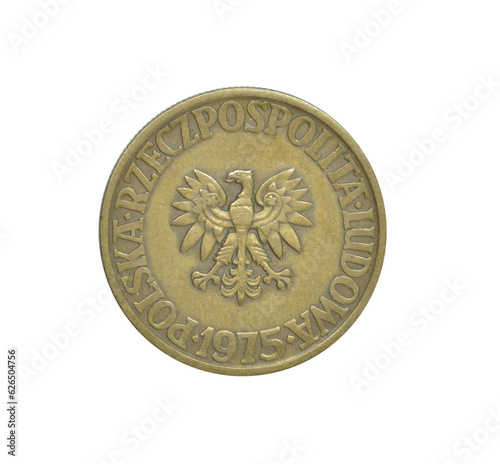 5 Zlot coin made by Poland in 1975, that shows Coat of Arms