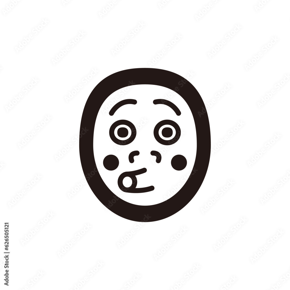 Festival mask icon.Flat silhouette version.Hyottoko.