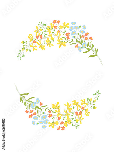 Wallpaper Mural Floral flowers frames.  Botanical clip art. Wildflowers wreath skethc.Vector  line drawn leaves and branches frames. Template for wedding invitation Torontodigital.ca
