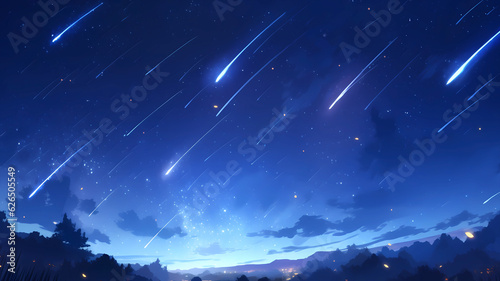 Beautiful cartoon illustration of starry sky 