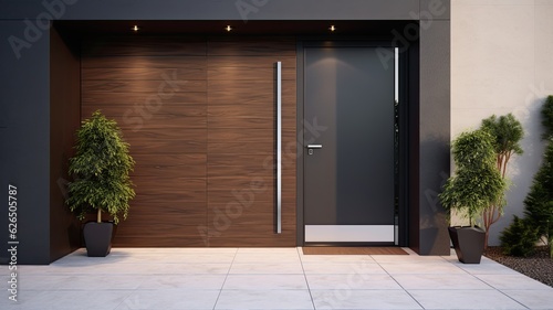 What better way to enter your perfect home than through a modern clear wooden door. Generative AI Technology 