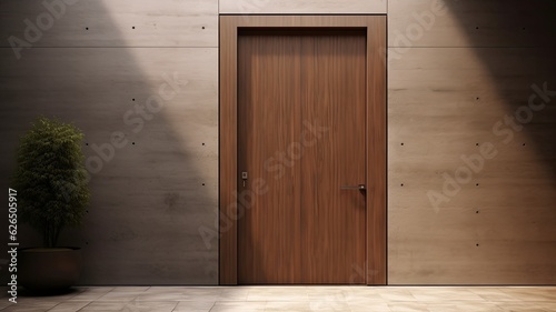 What better way to enter your perfect home than through a modern clear wooden door. Generative AI Technology 