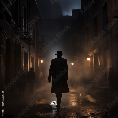 Mysterious person with hat in the night