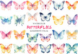 Vector watercolor painted butterflies clipart. Hand drawn design elements isolated on white background.