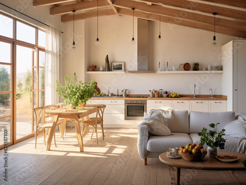 Kitchen and living room in the style of Provence photo