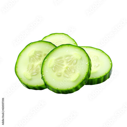 slices of cucumber isolated on transparent background Remove png created with Generative AI, Clipping Path photo