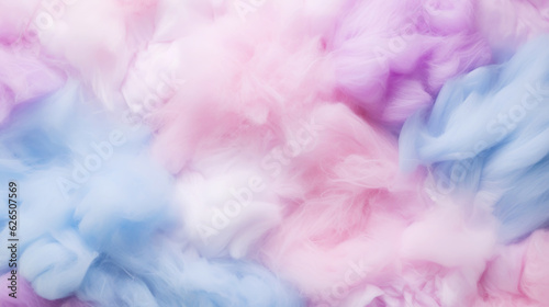 Colorful cotton candy in soft pastel color background. Generative AI photo