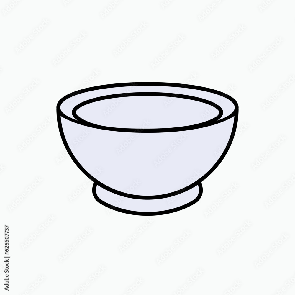 Bowl Icon. Basin Symbol, A Round and Deep Dish Used for Food or Liquid - Vector. Bowl Icon. Basin Symbol, A Round and Deep Dish Used for Food or Liquid - Vector.