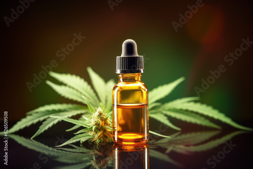Medical cannabis CBD oil in bottle. AI generated
