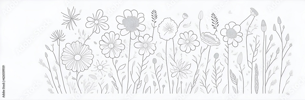 Spring flowers cartoon. AI generated illustration Spring flowers cartoon. AI generated illustration