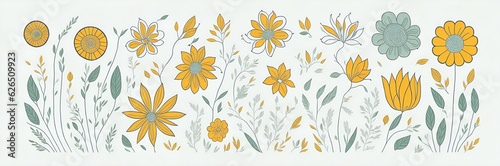 Spring flowers cartoon. AI generated illustration