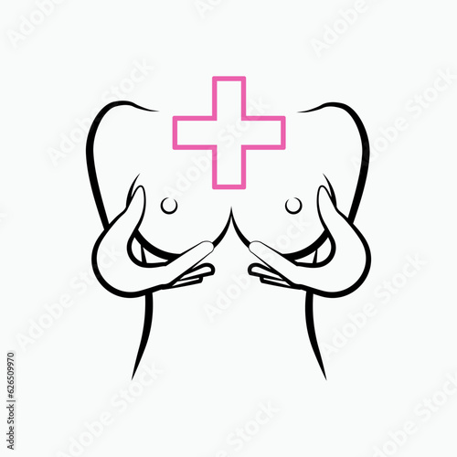 Breast Cancer Symptom Diagnosis Icon. Early Signs of Pain Identification Symbol.    