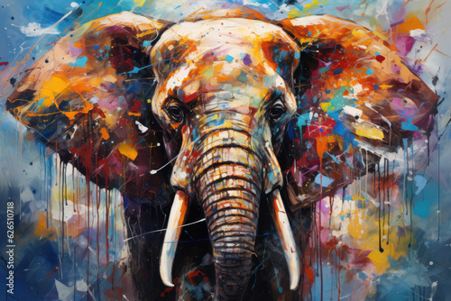 Magnificent colored elephant. Generated Ai © ABCreative