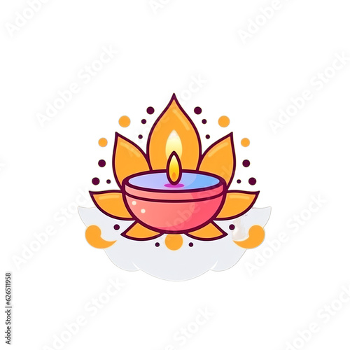 Happy Diwali, Diya lamp, Transparent backgroumd, PNG, Generative ai