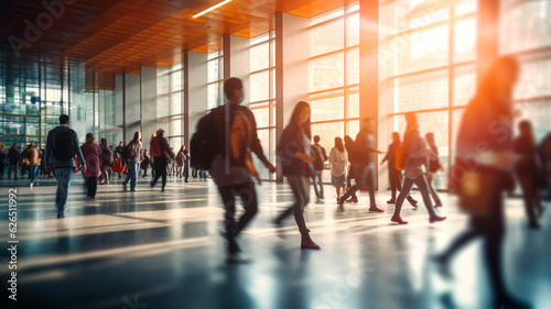 Obraz na płótnie A bustling university or college environment where students are seen walking to their classes. Generative AI w salonie