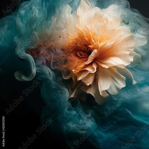 professional background with smoke and white flower. High quality illustration