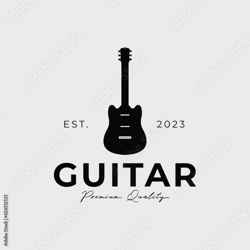 silhouette guitar or electric bass logo vector illustration design