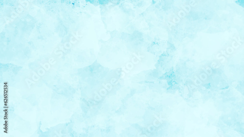 Bright painted sky blue watercolor background, Abstract blue sky with clouds, Light blue background. Abstract gradient light sky-blue shades watercolor background on white paper texture. 