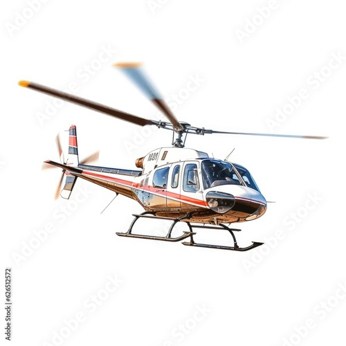 helicopter in flight isolated in white background