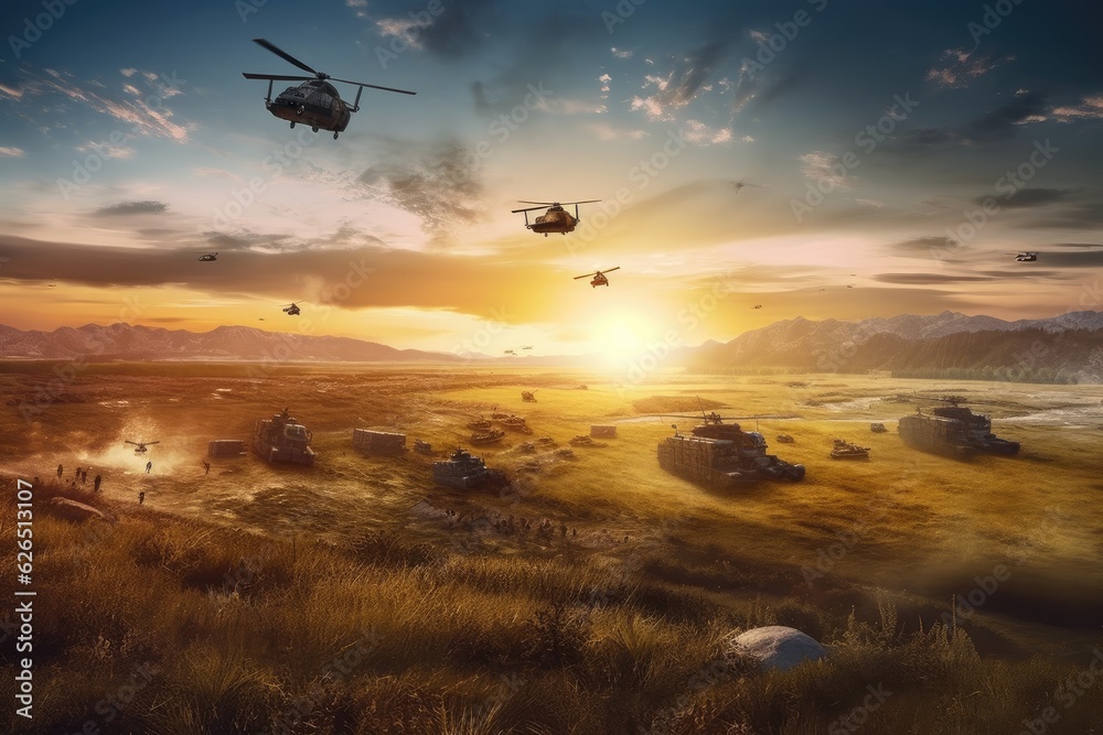 sunset over battlefield
