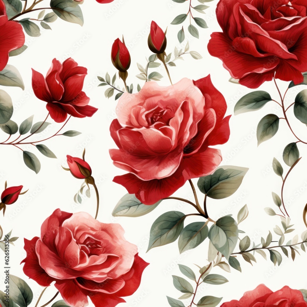 Red rose watercolor seamless background Red rose watercolor seamless background