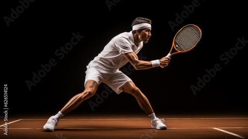 Illustration of a man playing tennis, stylized image, dynamic pose © Darya