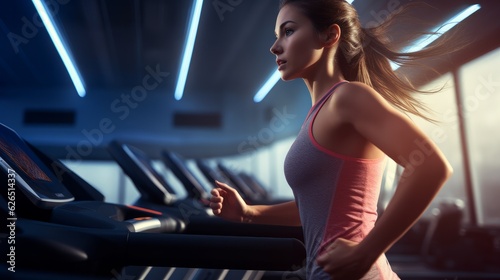 Woman in the gym running on the treadmill