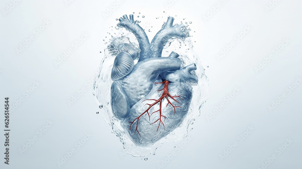 a naturalistic model of a human heart on a white background. Stock ...