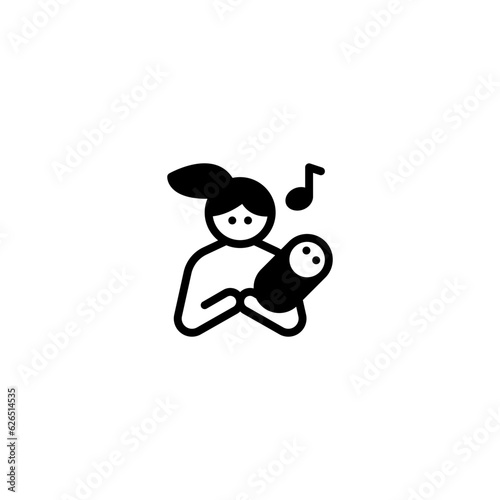 Mother sings a lullaby for baby glyph Icon, Logo, and illustration Vector