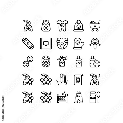 Set of baby care Outline Icon, Logo, and illustration Vector