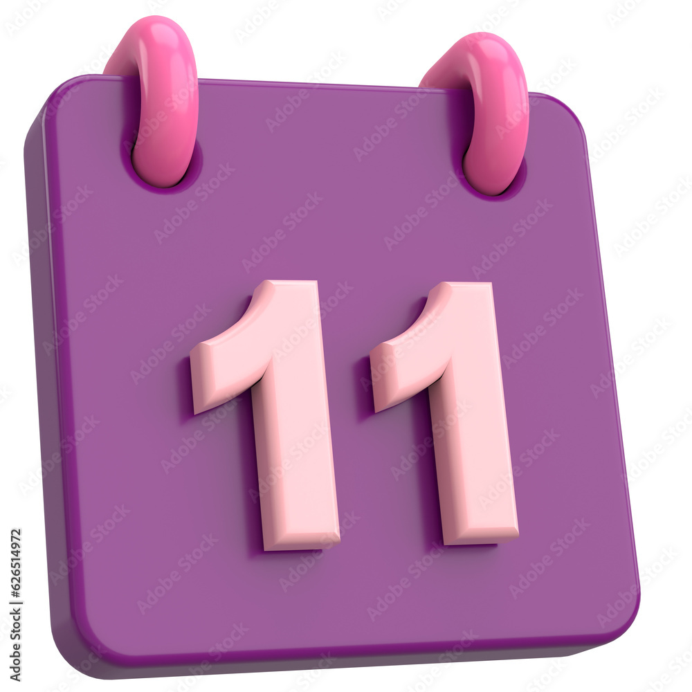 11th. Eleventh day of month. Calendar. 3D illustration. 11th. Eleventh day of month. Calendar. 3D illustration.