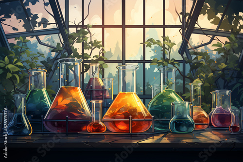 chemistry lab background. Generative AI