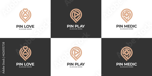 Set pin location logo luxury
