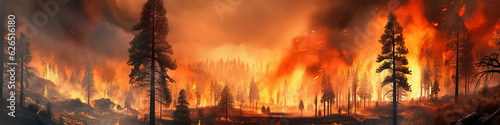 forest fire landscape global warming catastrophe apocalypse nature. climate change. Generative AI