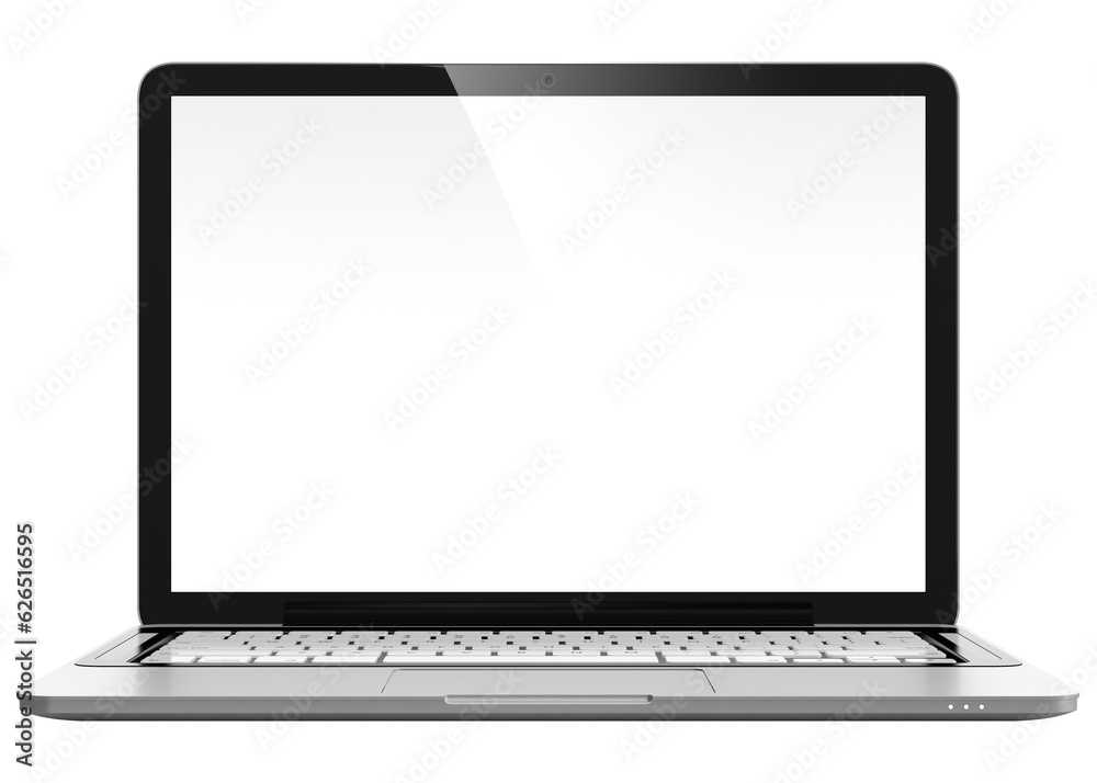 3D image of modern laptop with blank screen isolated on transparent background 3D image of modern laptop with blank screen isolated on transparent background