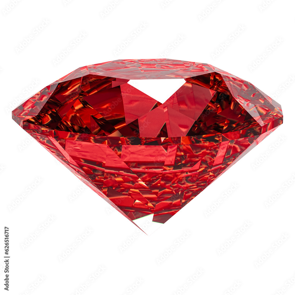 3D illustration of red ruby isolated on transparent background