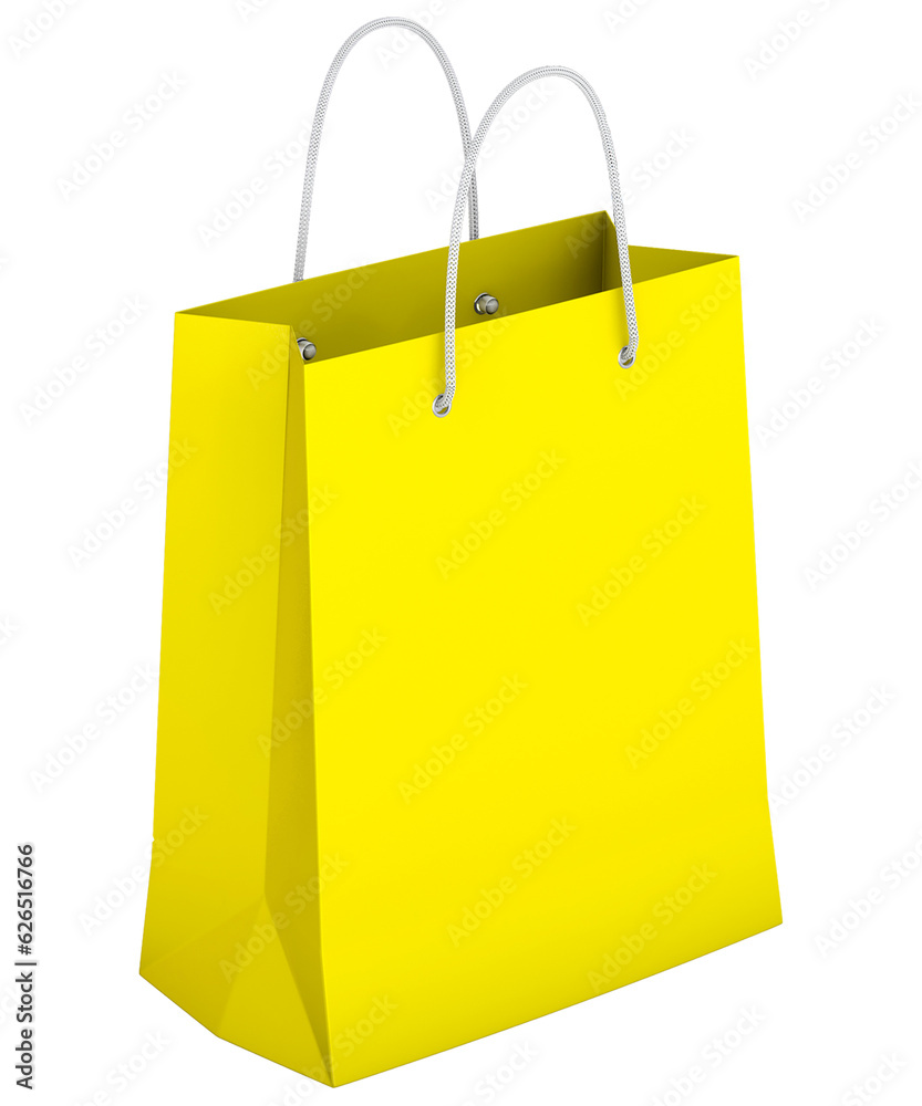 Yellow shopping bag isolated on transparent background Yellow shopping bag isolated on transparent background