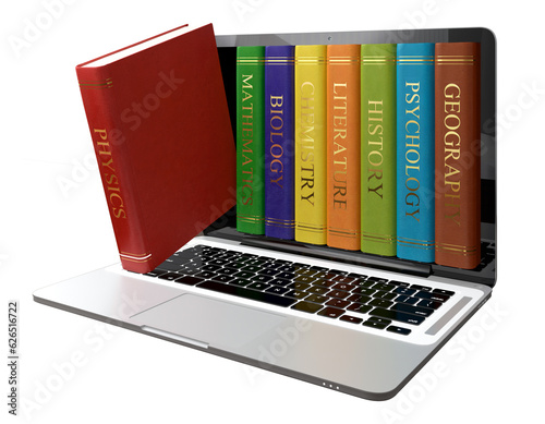 Computer generated 3D illustration of electronic library concept isolated on transparent background