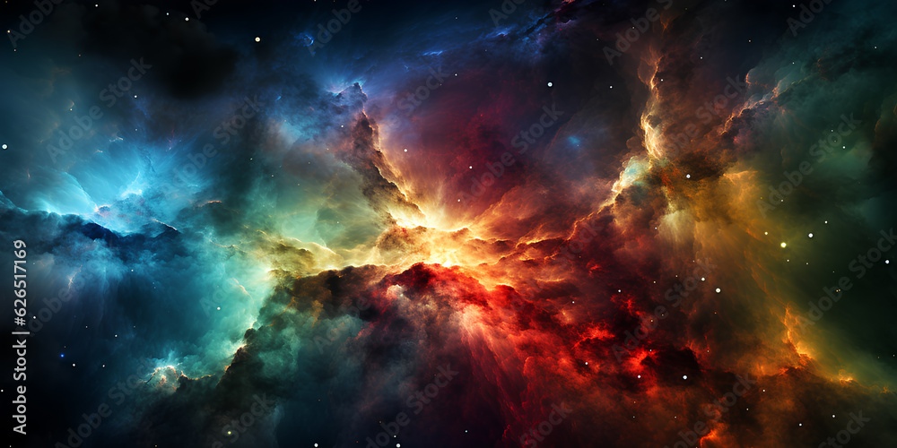 colorful space background, nebula and stars.