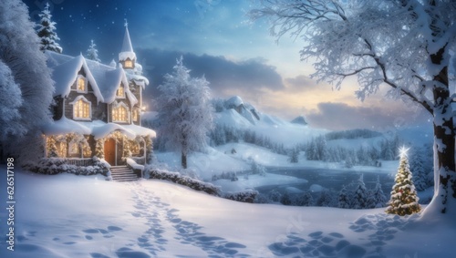 Create Your Enchanting Winter Wonderland Christmas Card with Snowy Magic! © ShengJi