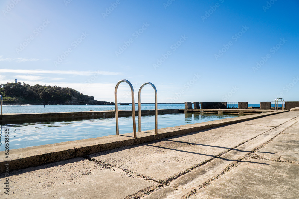 Yamba Ocean Pool entrance in Yamba, NSW (New South Wales), Australia
