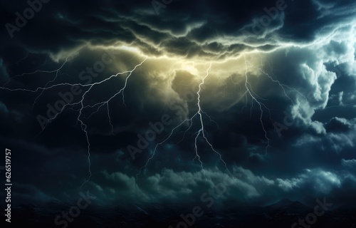 Electric Lightning Amidst a Rainy Asphalt Road
