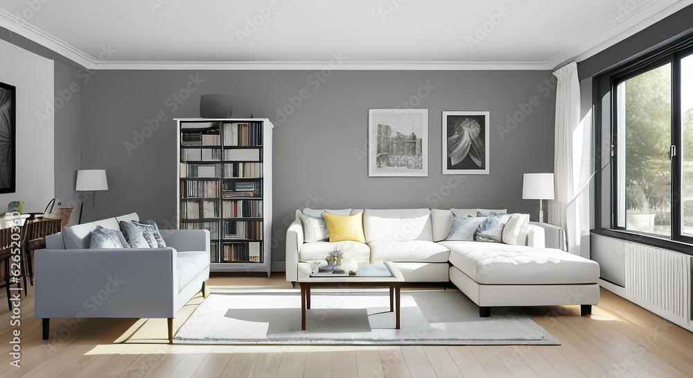 Bright living room in modern style, Generative AI Bright living room in modern style, Generative AI