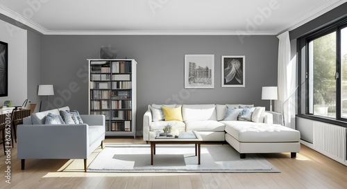 Bright living room in modern style, Generative AI © HappyFoxy