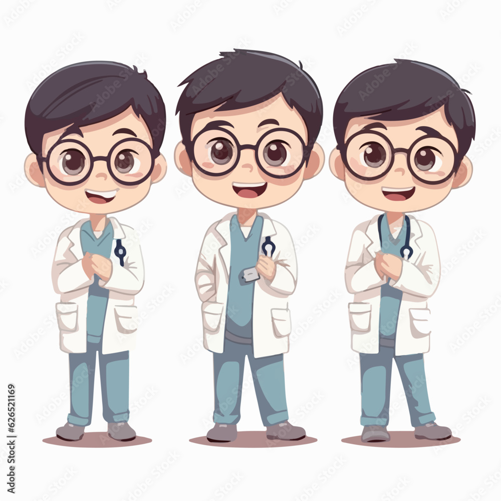 Doctor boy with medical outfit, vector pose, little child, cartoon illustration. Doctor boy with medical outfit, vector pose, little child, cartoon illustration.