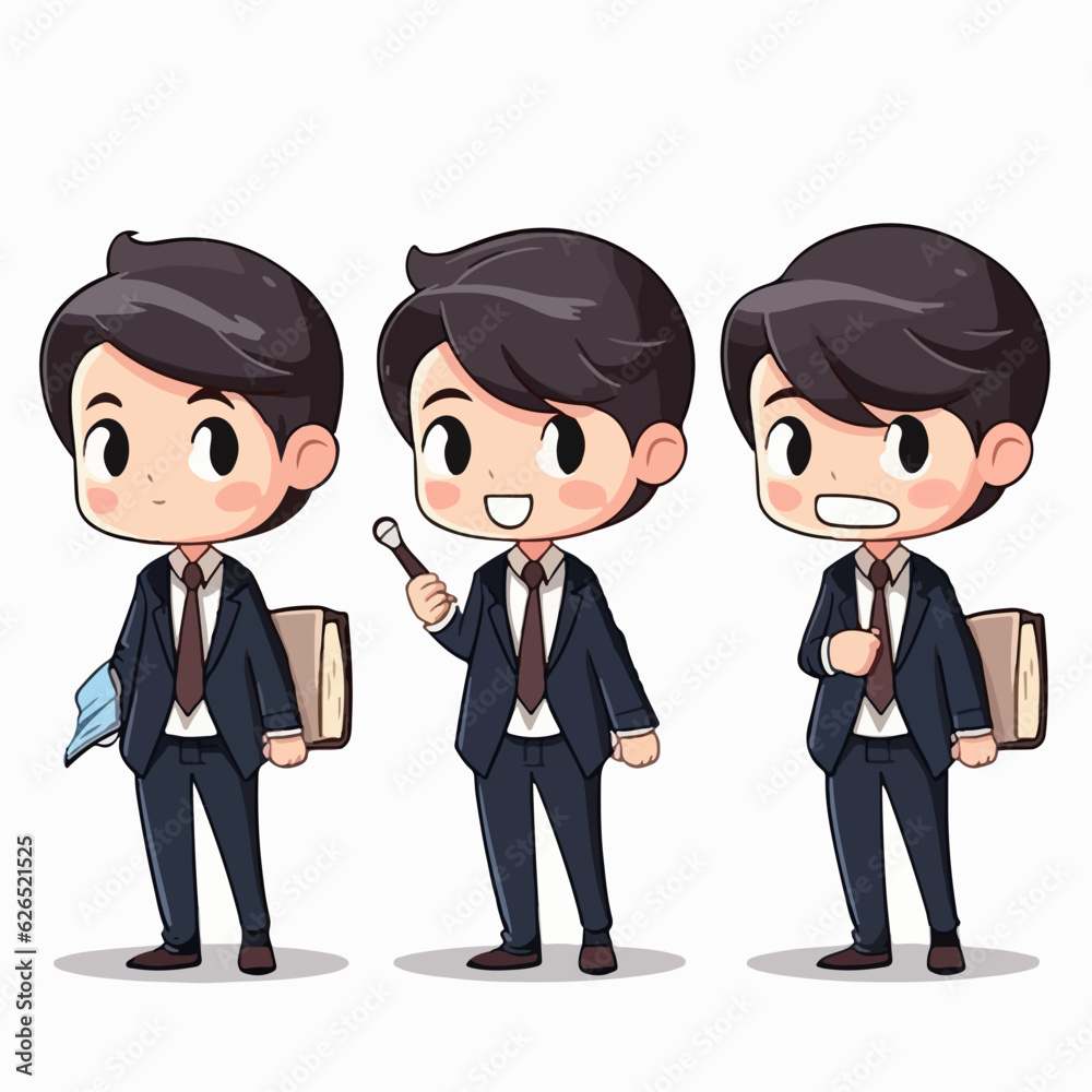 Boy in lawyer attire, cartoon illustration, vector pose, young child. Boy in lawyer attire, cartoon illustration, vector pose, young child.