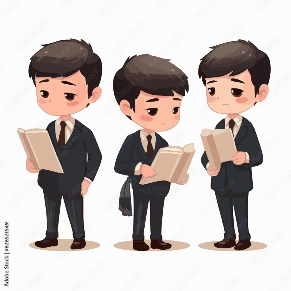 Vector illustration of a lawyer kid, dressed for law practice, cartoon pose. Vector illustration of a lawyer kid, dressed for law practice, cartoon pose.