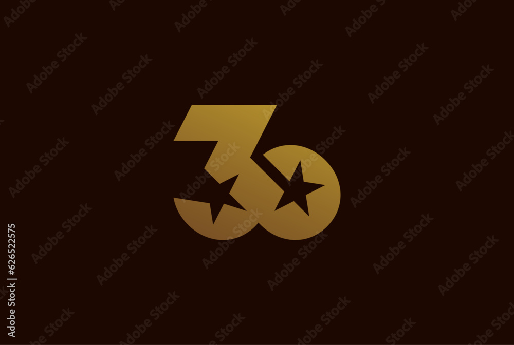 Number 30 Logo, Monogram number 30 formed from the infinity symbol with a star in the negative space, usable for business and anniversary logos, flat design logo template , vector illustration Number 30 Logo, Monogram number 30 formed from the infinity symbol with a star in the negative space, usable for business and anniversary logos, flat design logo template , vector illustration