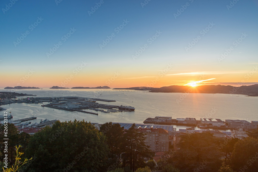 Landscape of Vigo from the Castro  at sunset