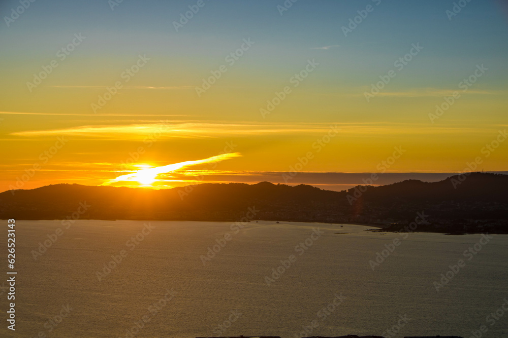 Landscape of Vigo from the Castro at sunset Landscape of Vigo from the Castro at sunset